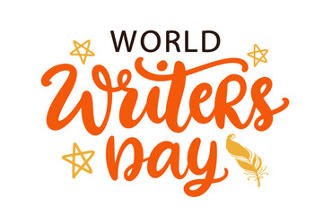 World Writers Day Holiday Lettering Greeting Card