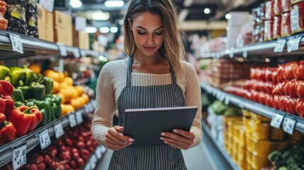 Focused Female Business Owner Managing Stock Inventory