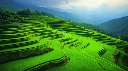 The beautiful Rice terraces valley 
