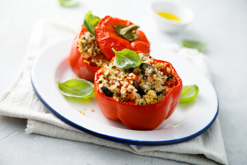 Roasted bell peppers stuffed with quinoa
