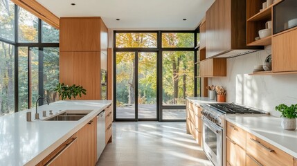 Modern Kitchen with Large Windows and Natural Light