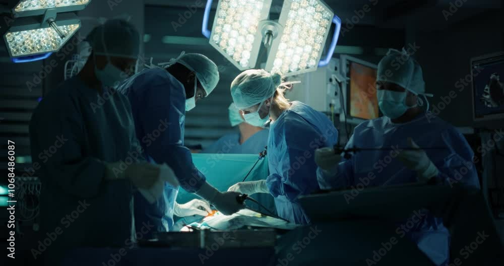 Poster surgeons and assistants maintain steady hands and clear communication as they continue the delicate 