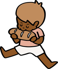 Playful Child Enjoying a Bread Snack