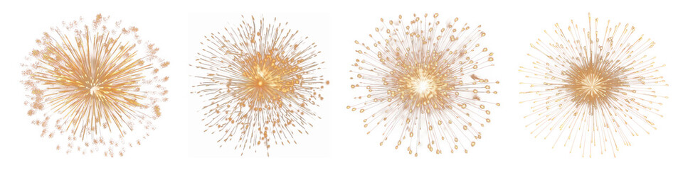 gold firework festive celebration png cut out element set