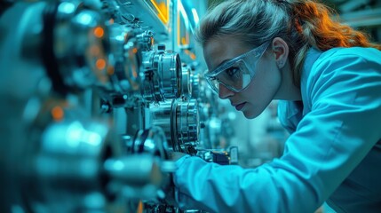 Visionary Female Supervisor with Futuristic Gadgets