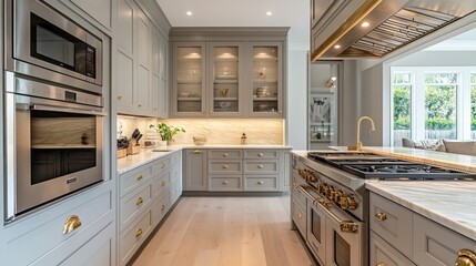 Modern Kitchen with Stainless Steel Appliances and Gray Cabinets