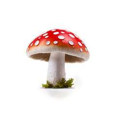 Obraz premium Vibrant Agaric Mushroom in Glossy Toy Style Isolated for Creative Projects and Designs
