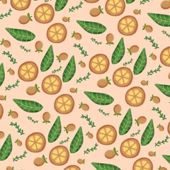 seamless background with fresh orange fruits
