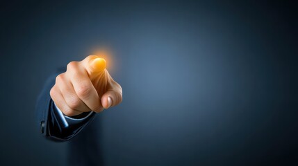 Illuminated button activated by human touch, symbol of technological advancement and control