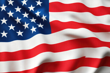 Fototapeta premium Digital pixel art representation of the USA flag, showcasing a vibrant, tech-inspired design with bold colors and intricate details.