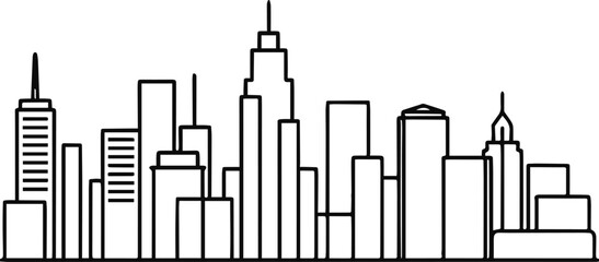 City Skyline Outline Vector Illustration