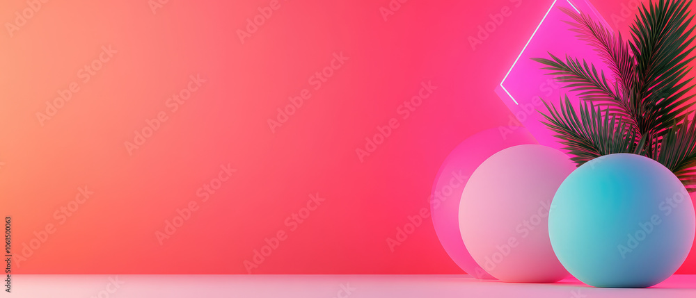 Aufkleber neon fantasy shapes in motion, a vibrant 3d visualization showcasing abstract forms illuminated by d