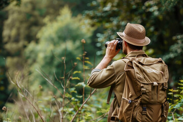 Professional zoologist inspecting animals created with generative ai technology image