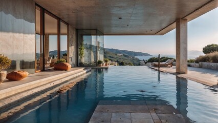 Obraz premium Modern Italian Villa with Infinity Pool and Scenic Views