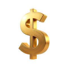 3d golden dollar sign isolated on transparent background. Dollar png
