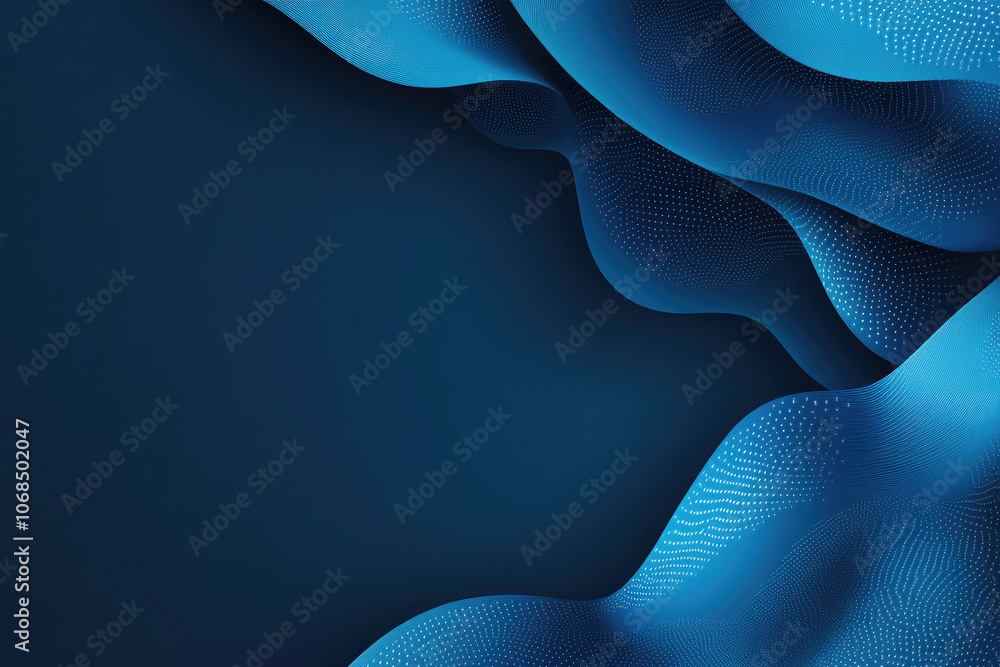 Aufkleber digital blue particles flowing in waves, creating an abstract representation of cyberspace, evoking 