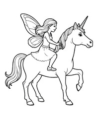fairy on the unicorn coloring page