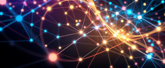 Fototapeta premium Neural network connectivity glowing nodes connections