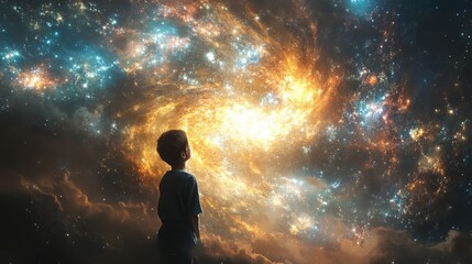 Obraz premium Child Gazing at the Cosmos