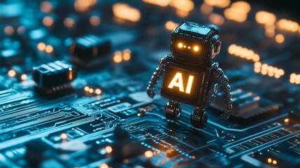 Artificial Intelligence (AI) Robot on Circuit Board