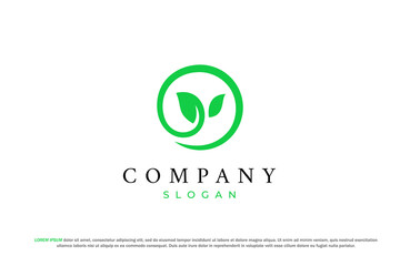 Eco friendly product brand logo circle leaf art