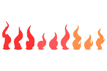 Burning fire silhouette icon design set