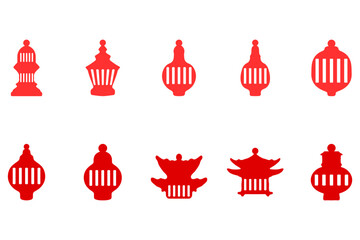 Chinese new year lantern icon set. Ornate decoration design