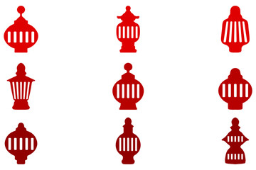 Chinese new year lantern icon set. Ornate decoration design