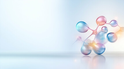 An abstract illustration with colorful peptides on a plain and simple background