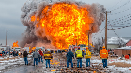 Fire in rural area, lots of damage, firemen on scene