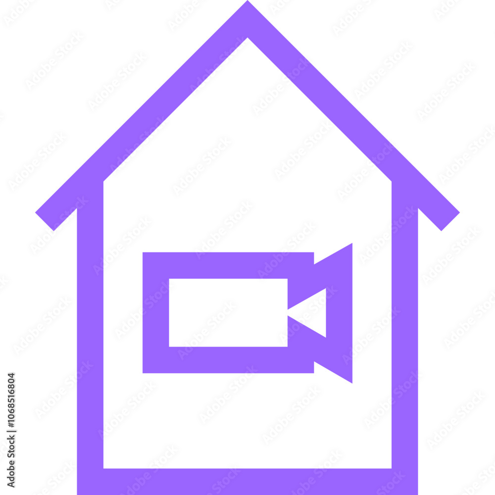 Poster a simple icon representing a house with a camera, symbolizing home video recording and streaming act