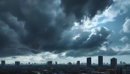 Impending dark storm clouds, creating a dramatic and ominous atmosphere.