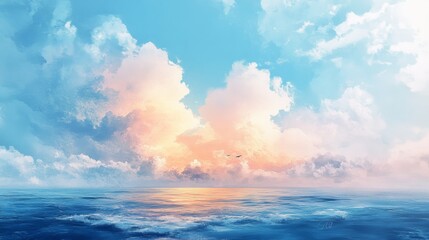 Obraz premium Vibrant Ocean Sunrise with Majestic Clouds