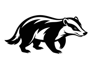 Fototapeta premium Badger silhouette view side for retro logos, emblems, badges, labels, and template vintage design elements. Isolated on a white background