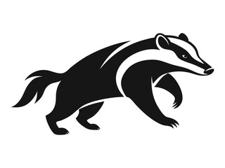 Badger silhouette view side for retro logos, emblems, badges, labels, and template vintage design elements. Isolated on a white background