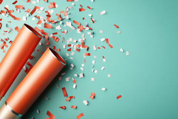 Celebratory Confetti Burst, a vibrant explosion of colorful confetti at a joyous event, marking the thrill of shared achievements and milestones