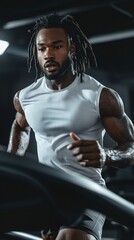 A man runs on a treadmill