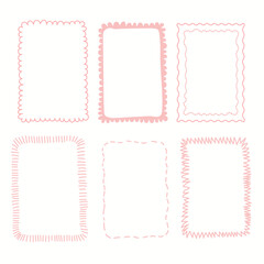 Hand-Drawn Decorative Frame Set in Soft Pink