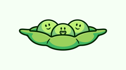 Cheerful Cartoon Peas in Pod Character Design for Organic Products