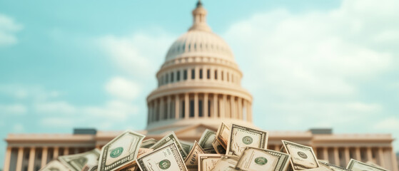 Capitol Corruption, an illustration depicting the Washington DC Capitol intertwined with symbols of corrupt money and power dynamics