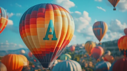 Fototapeta premium Hot Air Balloons in a Clear Sky