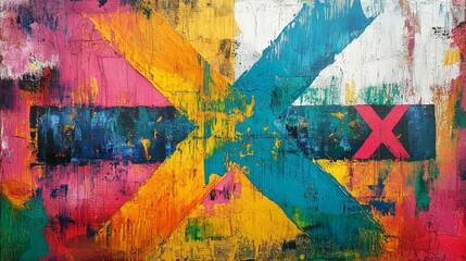 Abstract Colorful Cross Painting