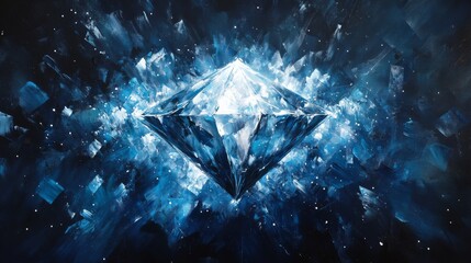 "Abstract Crystal Light Explosion in Blue"