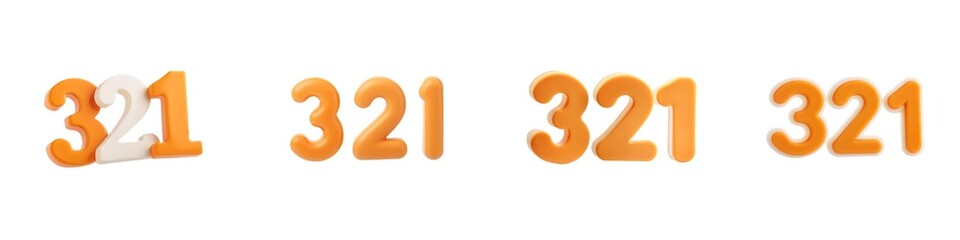 The image features the numbers "3," "2," and "1" in a vibrant orange color, repeated several times, suggesting a countdown or numerical theme.