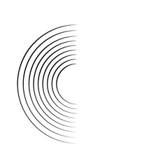 Half circle Lines. distance equal lines concentric spiral. technology round logo. thin line spiral. element. abstract geometric shape. vector illustration