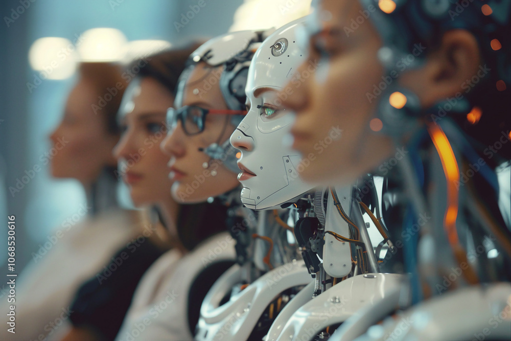 Poster futuristic science innovation in robotics and artificial intelligence - generative ai