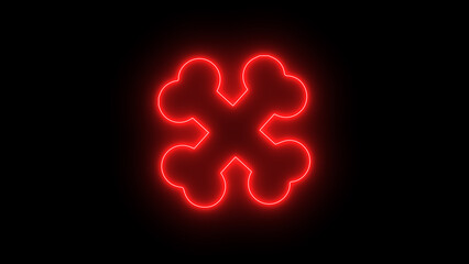 Glowing Dog bone outline icon on black background. Featuring Cartoon Dog with Chewing Bone, Emphasizing Pet Health, Veterinary Nutrition, and Playful Abstract Design