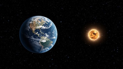 Fototapeta premium Earth and Sun in Space