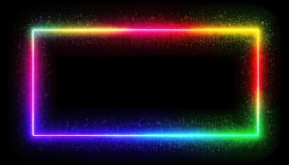 Fototapeta premium Neon frame with glowing lights on black background