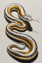 Fototapeta premium Beautiful Silver and Gold Snake